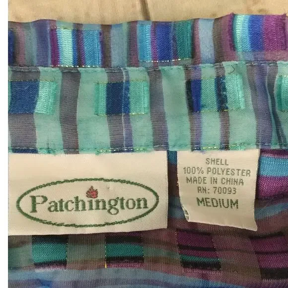 Patchington Multicolored Sheer Button Front Shirt Size Medium - Picture 5 of 6